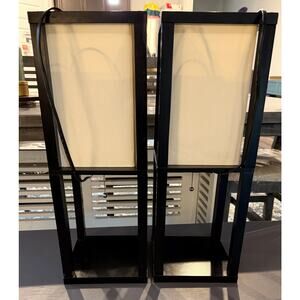 Table Lamp square black with shelf ivory shade